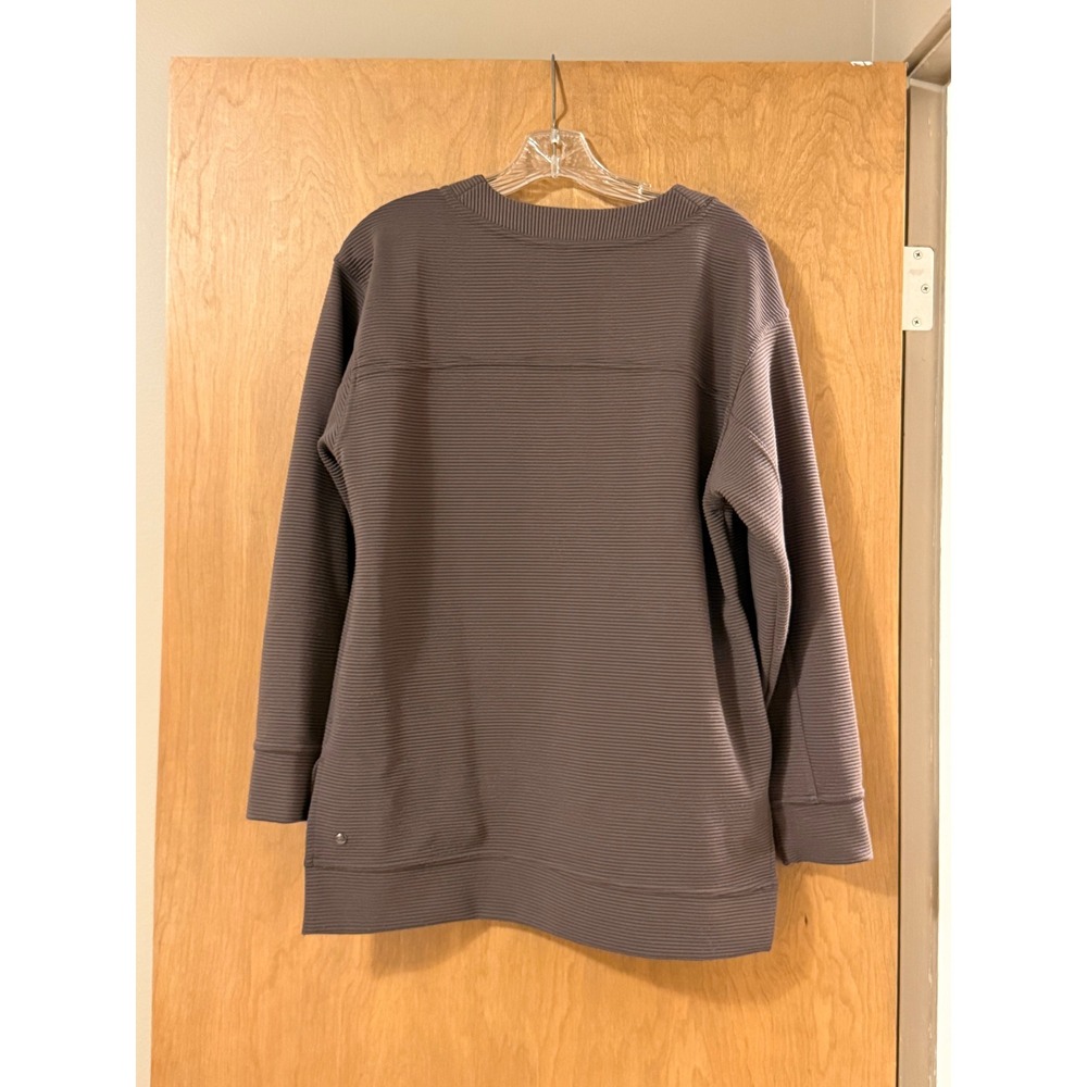 Zella Ribbed Ottoman Pullover Tunic Sweatshirt Women's Small Charcoal Gray - Picture 2 of 6